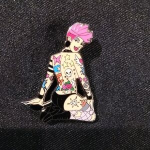 Colorful Tattooed Punk Pin Up Enamel Pin